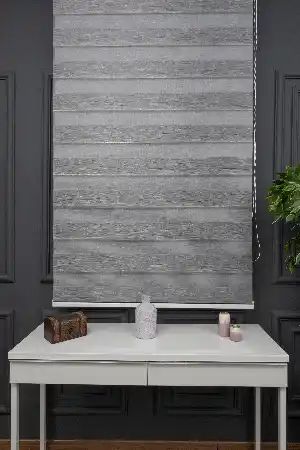Zebra Perde - Gümüş Simli Kırık Pileli Zebra Perde, Lüx Orjinal