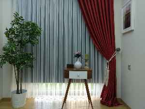 Patine Desenli Kırmızı Bordo Renk Jakar Desenli Fon Perde - Bordo