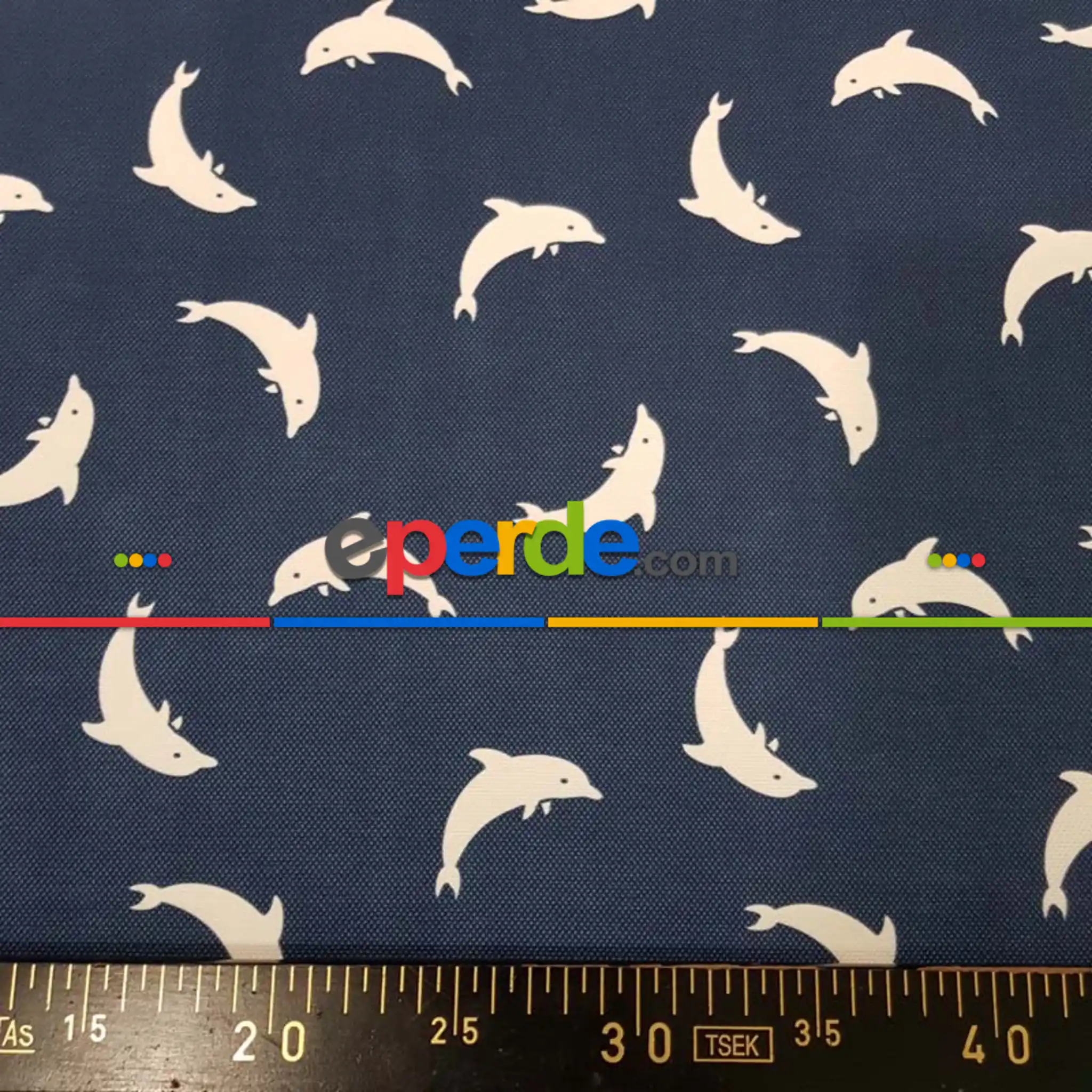 Bebek Odası - Marin Serisi Yunus Desenli Fon Perde Evm1512-3 Kumaşı Kalındır Duck Bezi Değildir- Lacivert-Beyaz