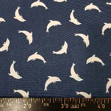 Bebek Odası - Marin Serisi Yunus Desenli Fon Perde Evm1512-3 Kumaşı Kalındır Duck Bezi Değildir- Lacivert-Beyaz