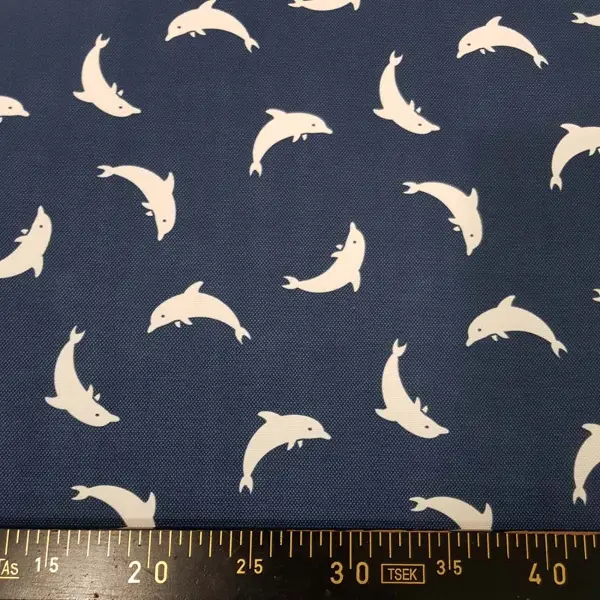 Bebek Odası - Marin Serisi Yunus Desenli Fon Perde Evm1512-3 Kumaşı Kalındır Duck Bezi Değildir- Lacivert-Beyaz