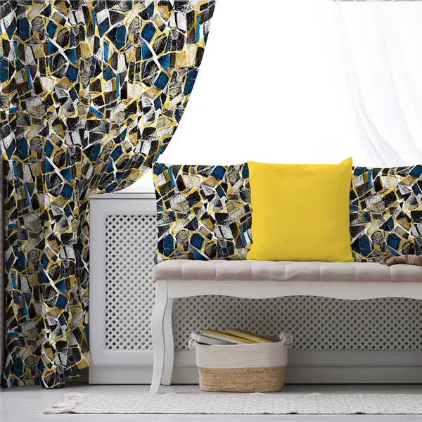 Oturma Odası Fon Perde Evim736 Kumaşı Kalındır Duck Bezi Değildir- Mavi-beyaz