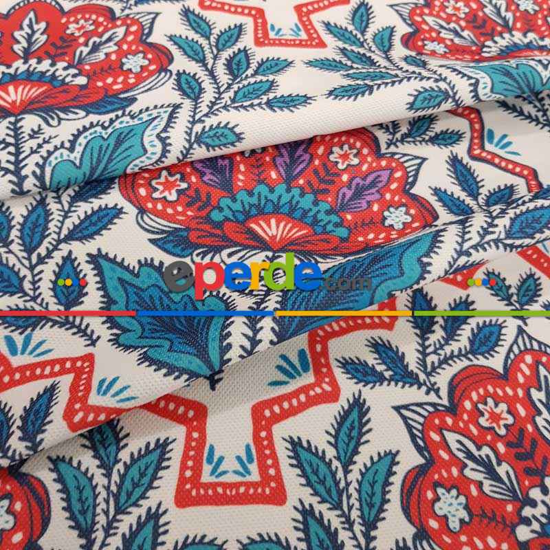 Çiçek Desenli Fon Perde Evm1519 Kumaşı Kalındır Duck Bezi Değildir-  Çok Renkli 2