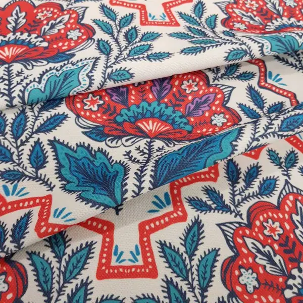 Çiçek Desenli Fon Perde Evm1519 Kumaşı Kalındır Duck Bezi Değildir-  Çok Renkli 2