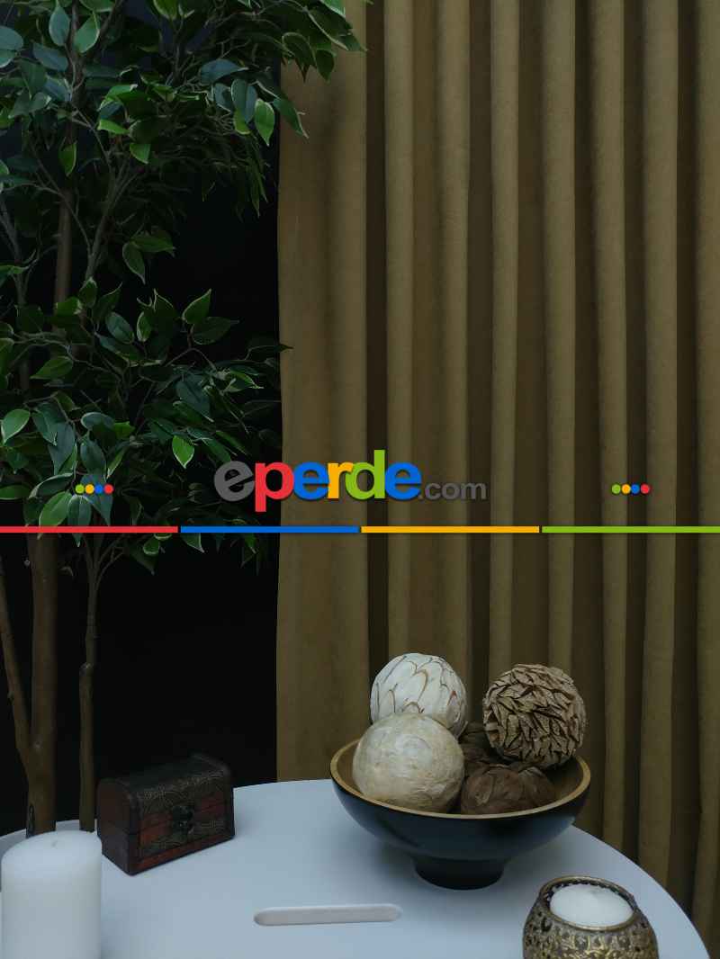 Düz Renk Dökümlü Fon Perde (150)- Haki