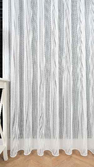 Exculusive Ekru Simli Çizgili Tül Perde Stripe