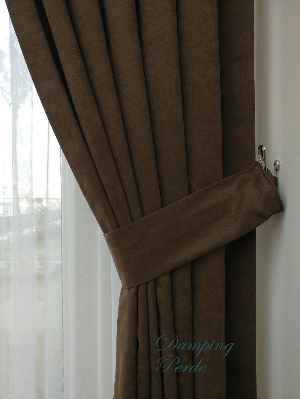 Koyu Kahve Düz Fon Perde Hazır Dikili 1 Takım (2 Kanat)- Kahve Koyu-Kahve Venge