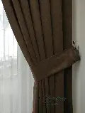 Koyu Kahve Düz Fon Perde Hazır Dikili 1 Takım (2 Kanat)- Kahve Koyu-Kahve Venge