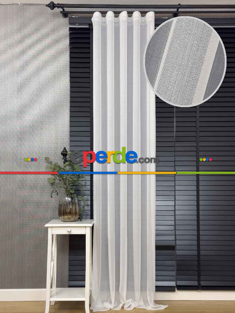 Sanal Çizgili Lüx Premıum Düz Tül Perde