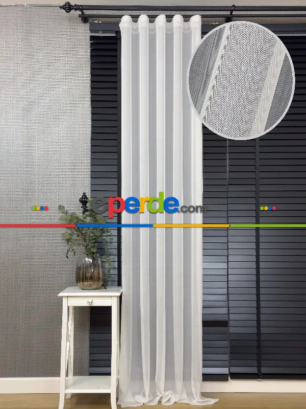 Sanal Çizgili Lüx Premıum Düz Tül Perde