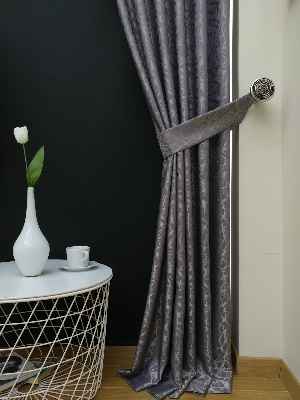 Mor Desenli Jakar Fon Perde- Mor