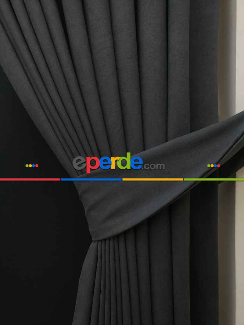 Düz Renk Dökümlü Fon Perde (150)- Gri Koyu