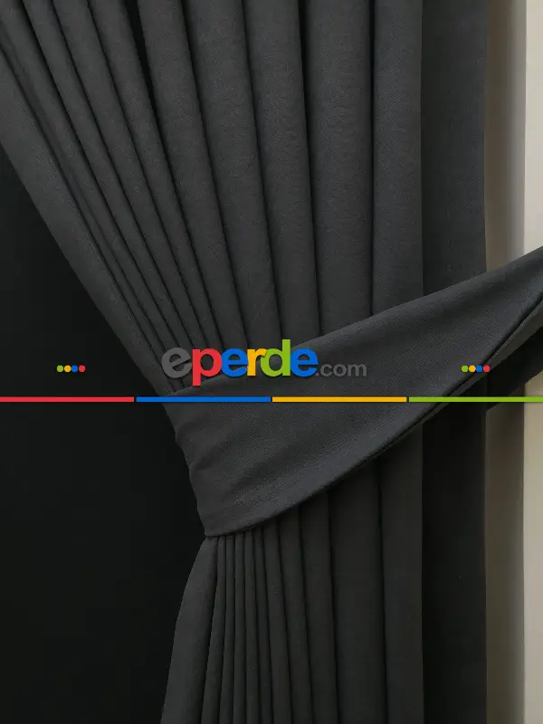 Düz Renk Dökümlü Fon Perde (150)- Gri Koyu