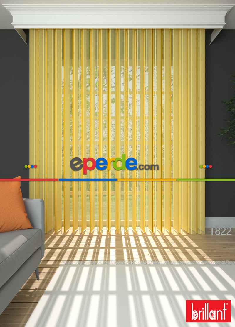 Brillant Akıllı Tül Perde Sarı Renkli Tül Dikey Zebra Perde Düz 1. Kalite