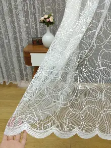 Kampanya Spor Desen Fransız Dantel Tül Perde- Ekru Bt 554