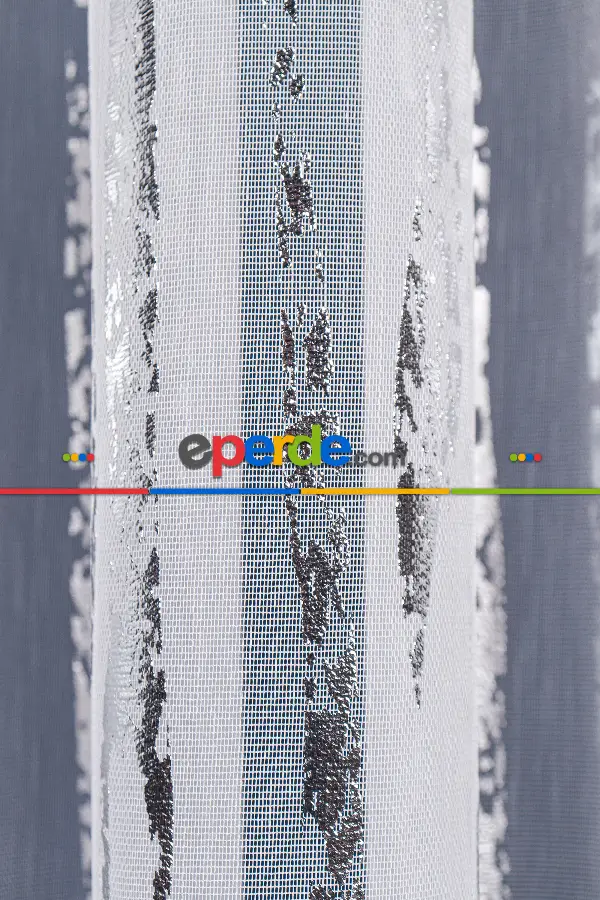 Salon Tül - Akarsu Dijital Baskılı Tül Perde - Ekru-gümüş