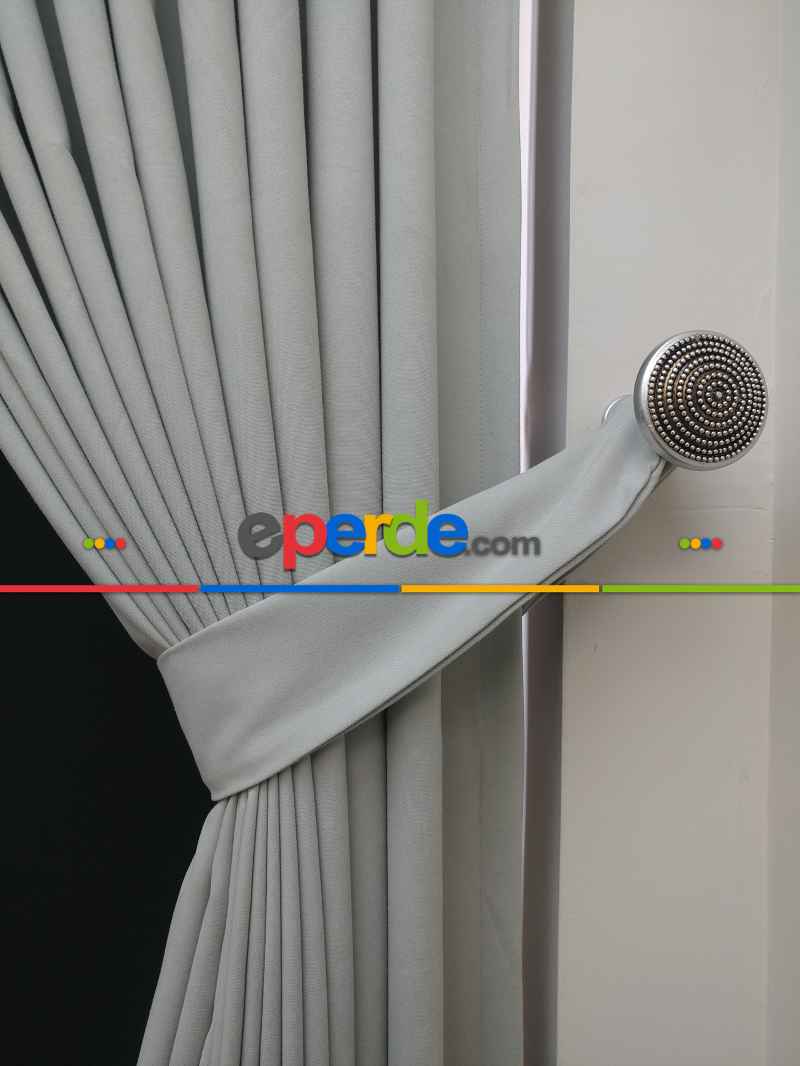 Düz Renk Dökümlü Fon Perde (150)- Kum Gri