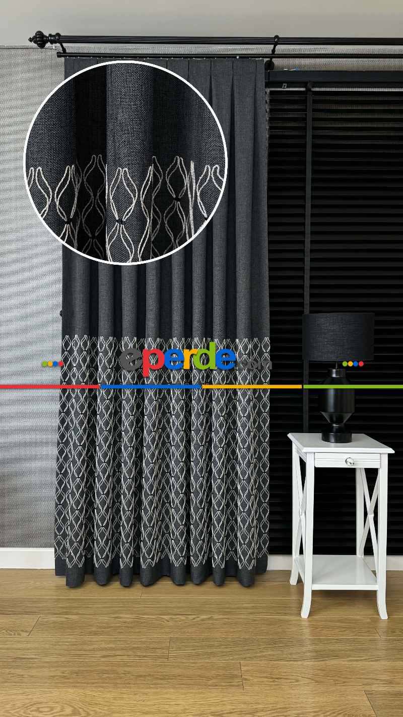 Antrasit Gri Füme Premium Keten Jakar Dokuma Pano Fon Perde - Gramajlı 2025