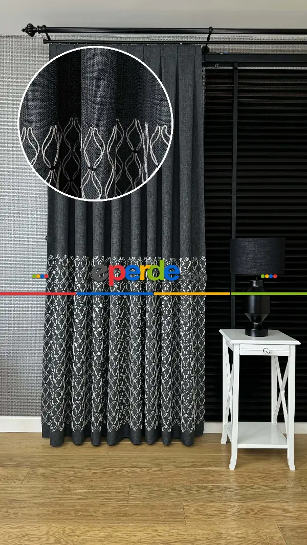 Antrasit Gri Füme Premium Keten Jakar Dokuma Pano Fon Perde - Gramajlı 2025