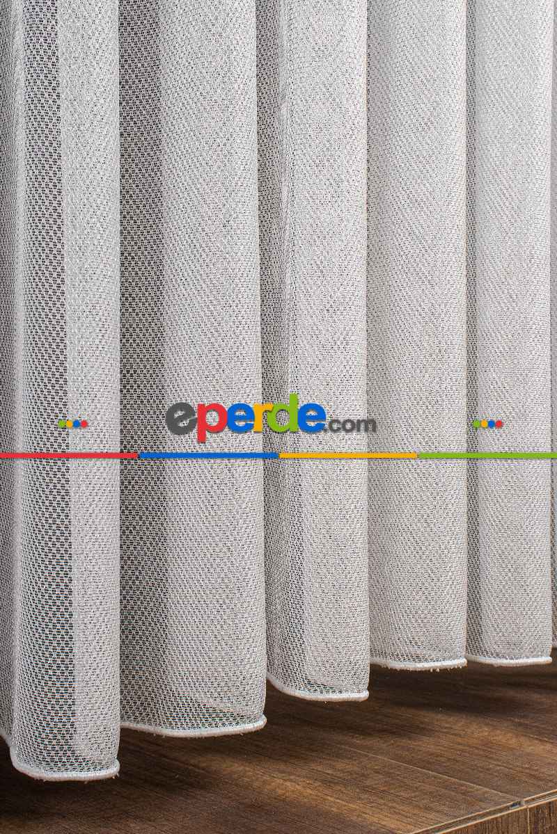 Salon - Yüksek Kalite Gümüş Simli Tül Perde - Gramajlı Ve Dökümlü, Armür Dokuma - Kruvaze Model Seçenekli