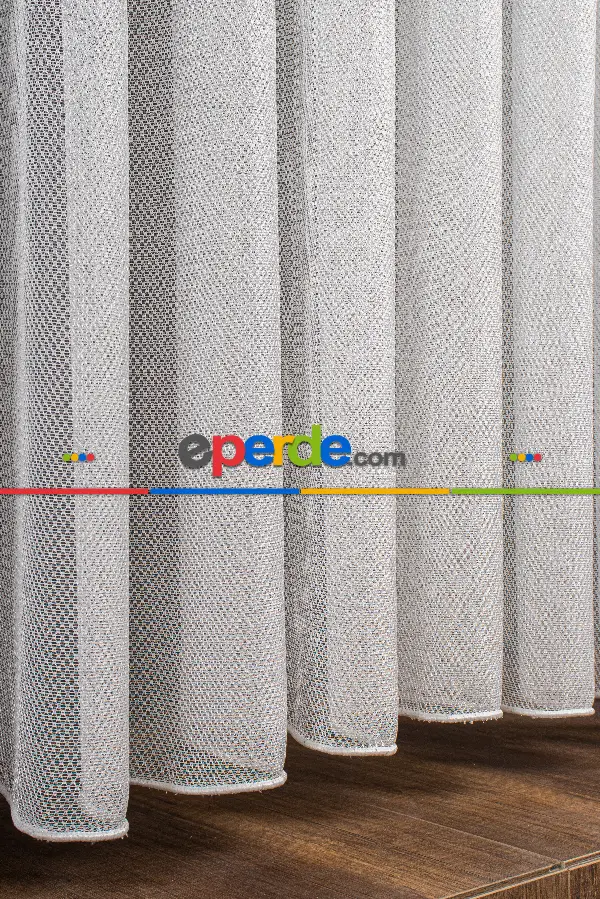 Salon - Yüksek Kalite Gümüş Simli Tül Perde - Gramajlı Ve Dökümlü, Armür Dokuma - Kruvaze Model Seçenekli