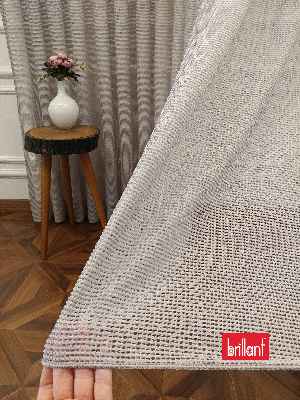 Brillant Örme Dantel Gri Renk Yüksek Gramajlı Dökümlü Tül Perde- Gri Açık - Kurşunlu Tül