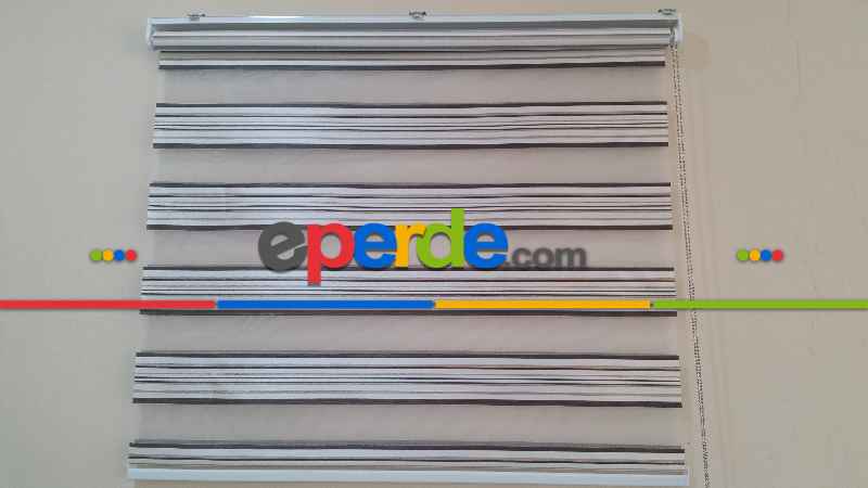 Kahve Çizgili Zebra Perde- Krem-kahve Koyu-sütlü Kahve- Çok Renkli 3