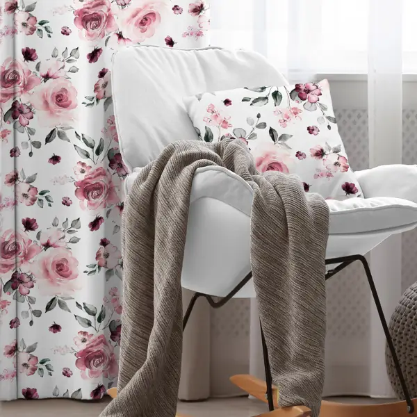 Çiçek Desenli Fon Perde Evim502 Kumaşı Kalındır Duck Bezi Değildir- Mavi-beyaz