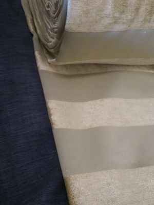 Keten Blackout Fon Perde - Şerit Desenli - Koyu Krem- Krem Koyu