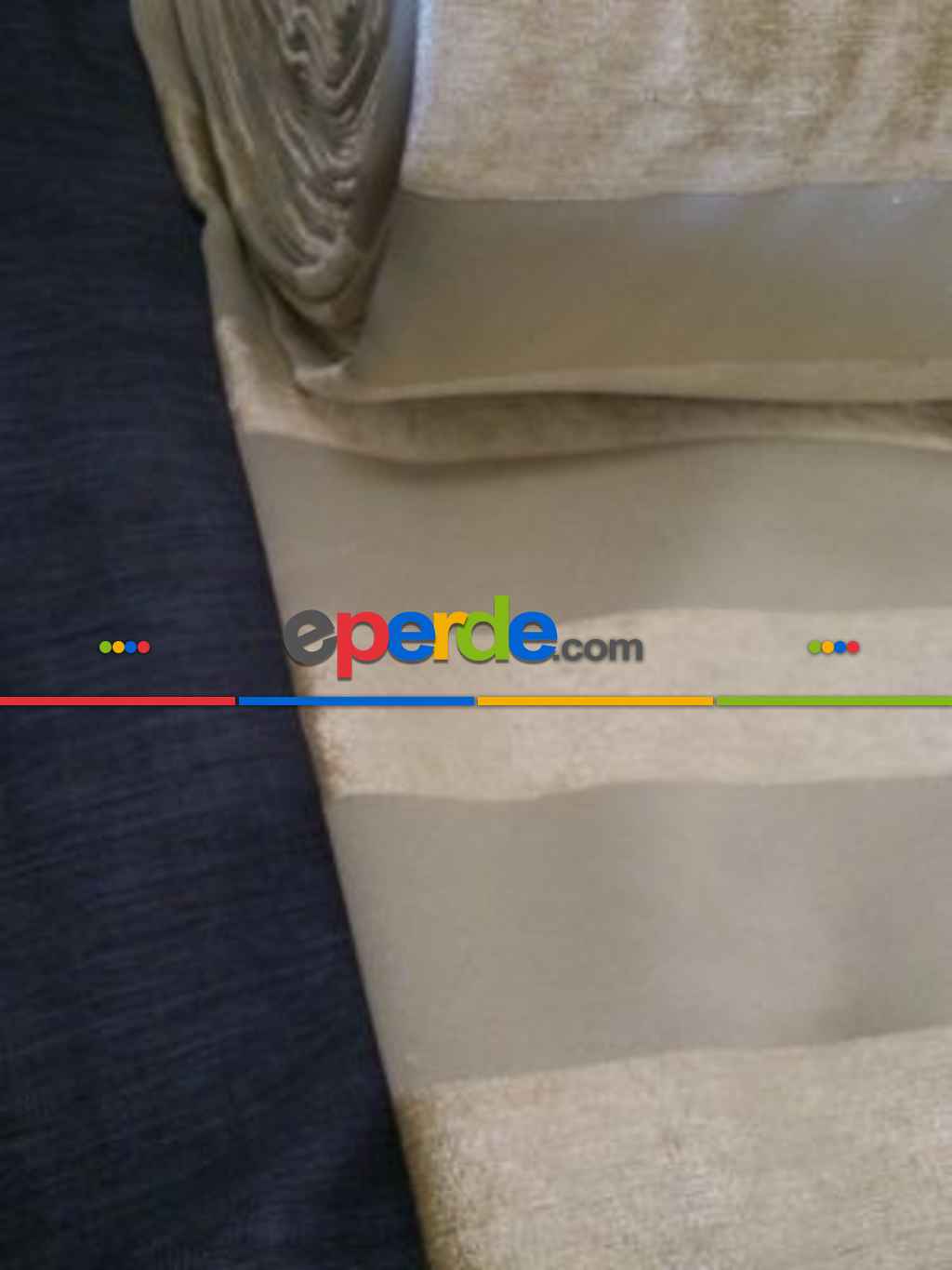 Keten Blackout Fon Perde - Şerit Desenli - Koyu Krem- Krem Koyu