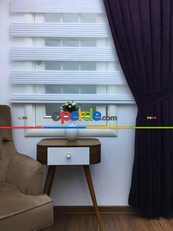 Patlıcan Moru Düz Fon Perde (280 Eninde)- Mor Patlıcan Moru