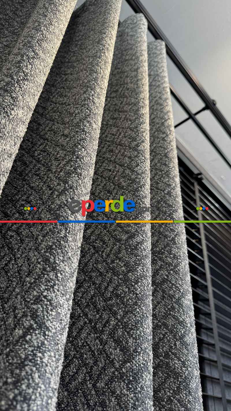 Gri Premium Jakar Dokuma Fon Perde