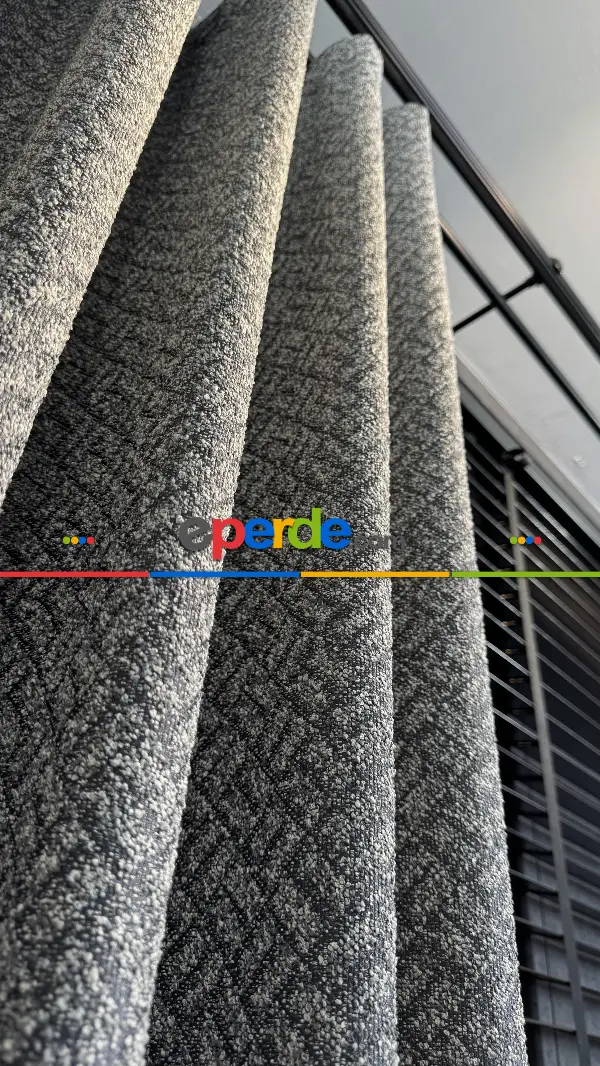 Gri Premium Jakar Dokuma Fon Perde