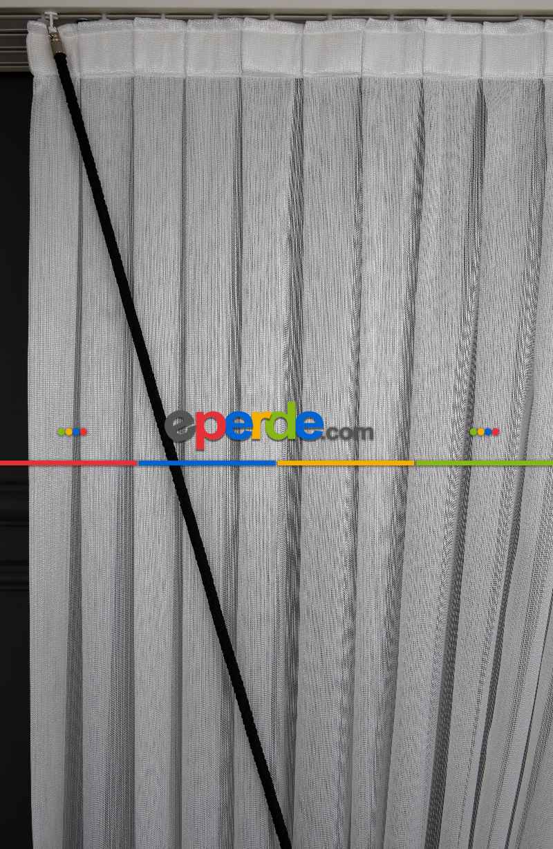 Salon Tül - Kar Tül Yalancı Kruvaze - Halat İle Tülden Fon - Yana Toplamalı Tül - Kordon Toplama Tül - Çift Veya Tek Kanat - Aksesuar İlave Ücretlidir- Kurşunlu Tül