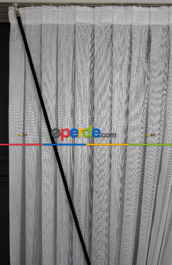 Kar Tül Yalancı Kruvaze - Halat İle Tülden Fon - Yana Toplamalı Tül - Kordon Toplama Tül - Çift Veya Tek Kanat - Aksesuar İlave Ücretlidir- Kurşunlu Tül