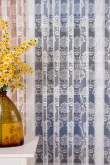 Damask Desen Jakarlı Tül