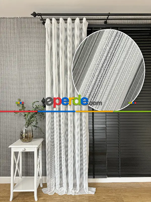 Mutfak Çizgili Tül Perde - Ürün Videosu Açıklamada Vardır