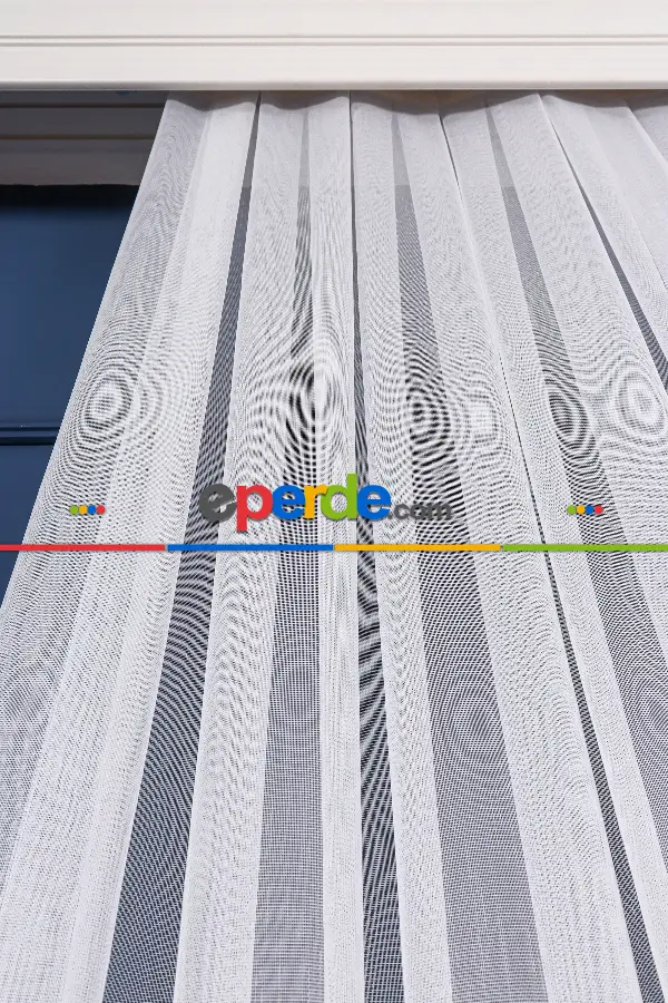 Salon Tül - Benekli Dijital Baskılı Tül Perde Ekru-gümüş