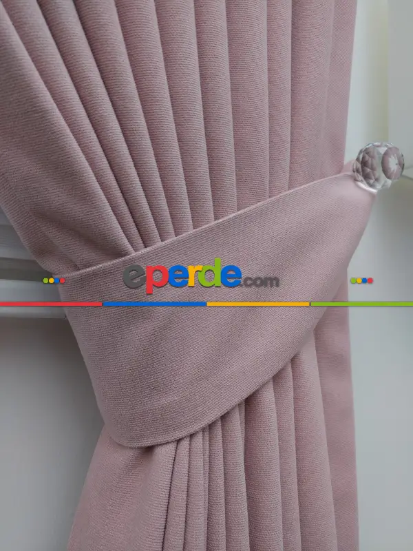Salon Fon Perde - Pudra Pembe -gül Kurusu - Düz Fon Perde (300cm 1.kalite Dökümlü Fon Perde)- Pembe Pudra Pembe