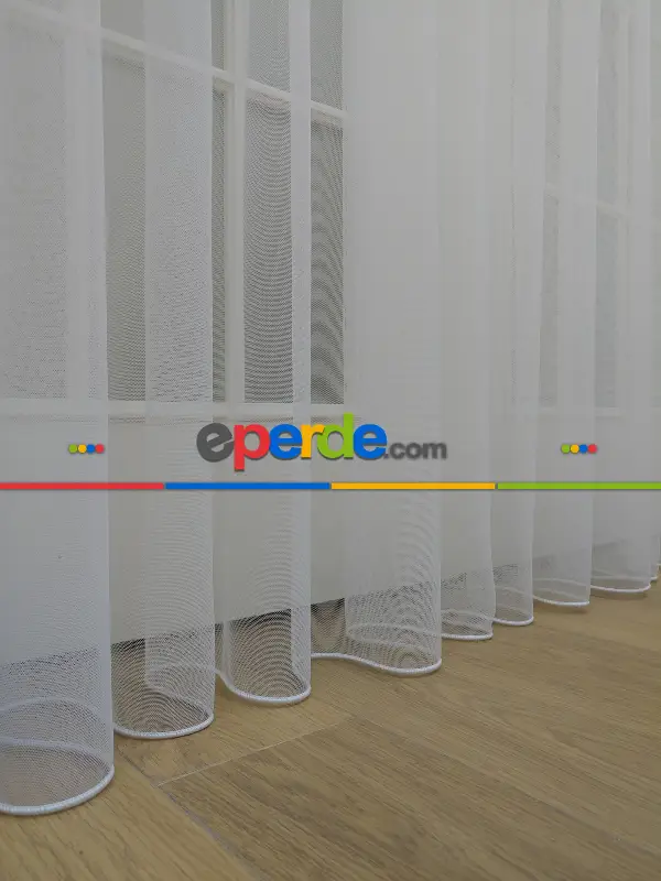 Genç Odası - Grek Tül Perde - Petek Zemin (dökümlü) Ekru Renk Kırık Beyaz- Ekru