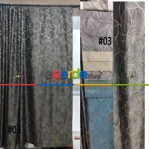 Yatak Odası - Geniş Enli Jakarlı Dokuma Salon Yatak Odası Lüks Perdeler 8 Renk Seçenekli