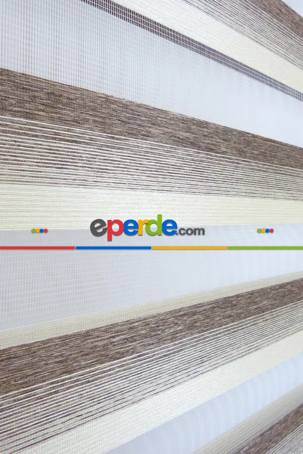 Krem-kahve Bambu Zebra Perde- Kahverengi-krem