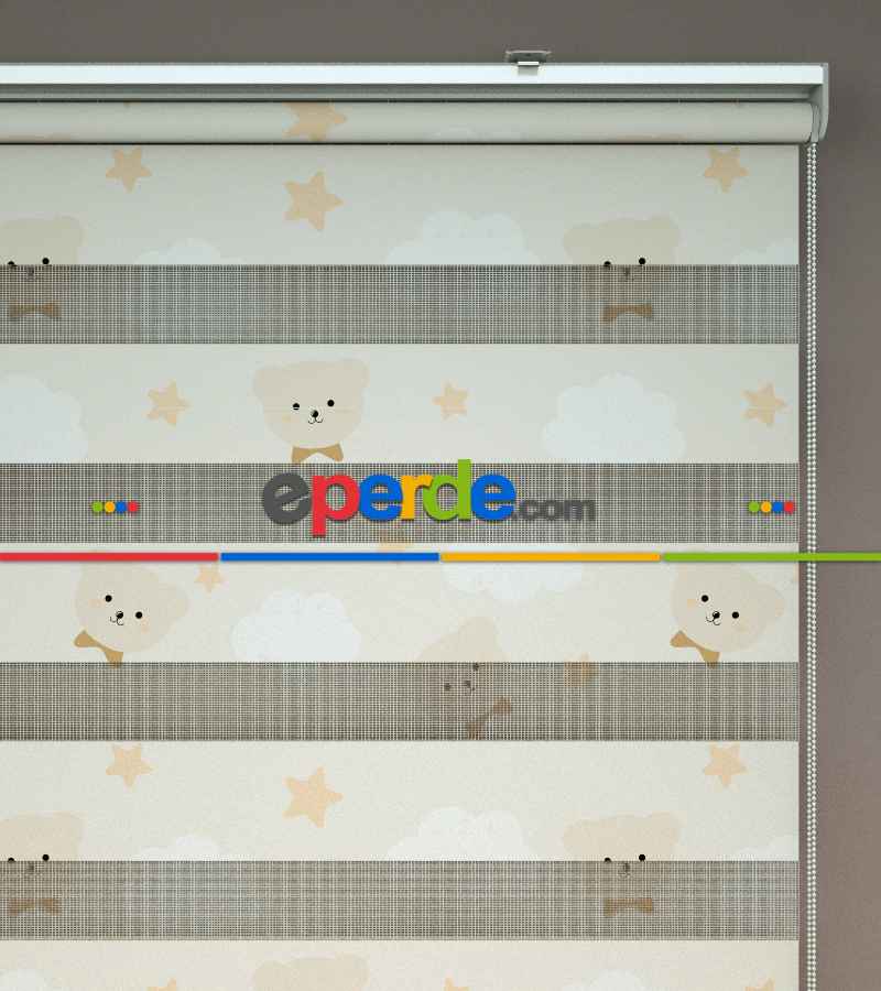 Yıldız Desenli Baskılı Zebra Perde- Çok Renkli