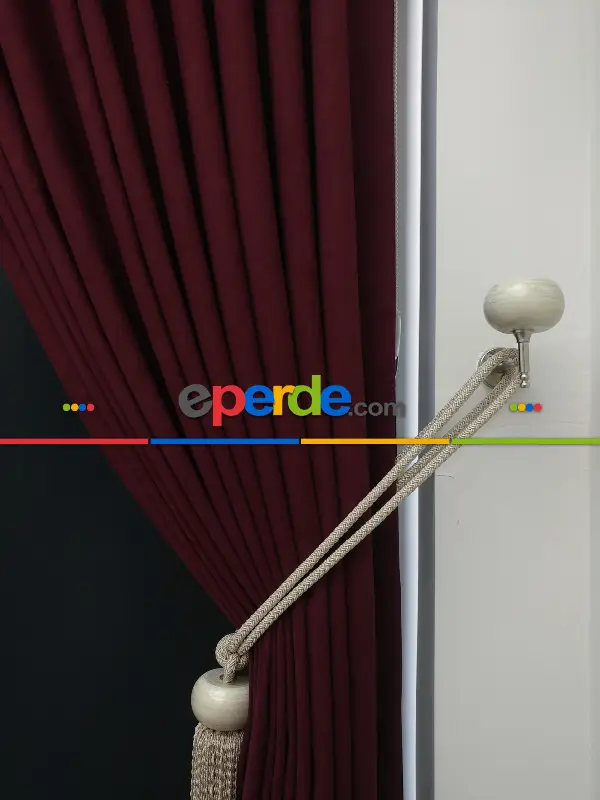 Düz Renk Dökümlü Fon Perde (180)- Bordo