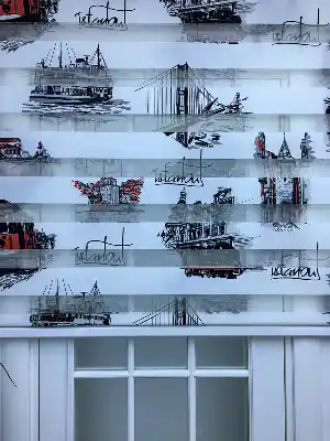İstanbul Desenli Zebra Perde Siyah-kırmızı- Siyah-kırmızı-beyaz
