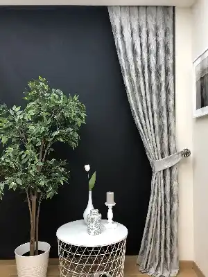 Salon Perdesi - Açık Gri Desenli Jakar Fon Perde (geniş En:280 Kumaş)- Gri Açık