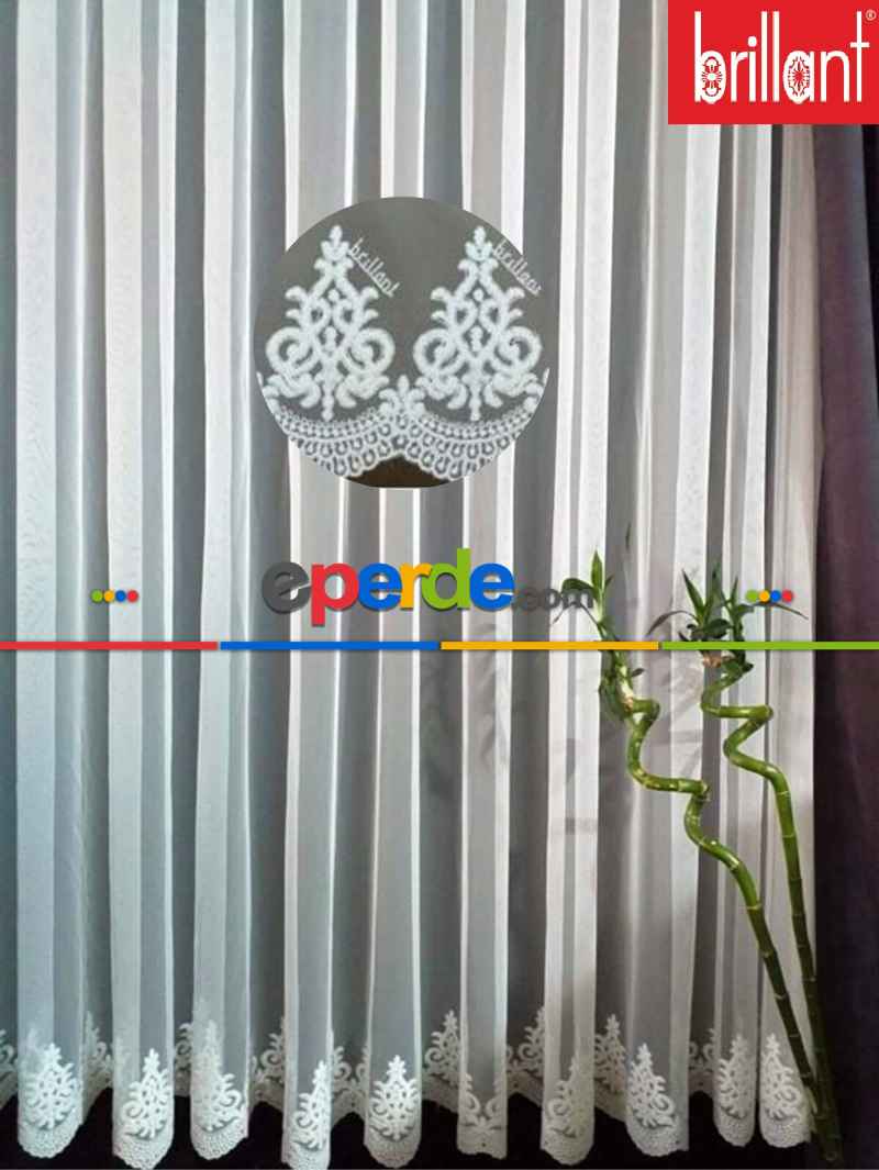 Mutfak - Brillant Arne Desen Nakışlı Orjinal Tül Perde