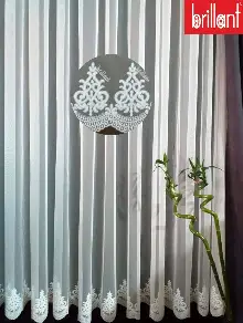 Brillant Arne Desen Etek Ucu Desenli Nakışlı Orjinal Tül Perde