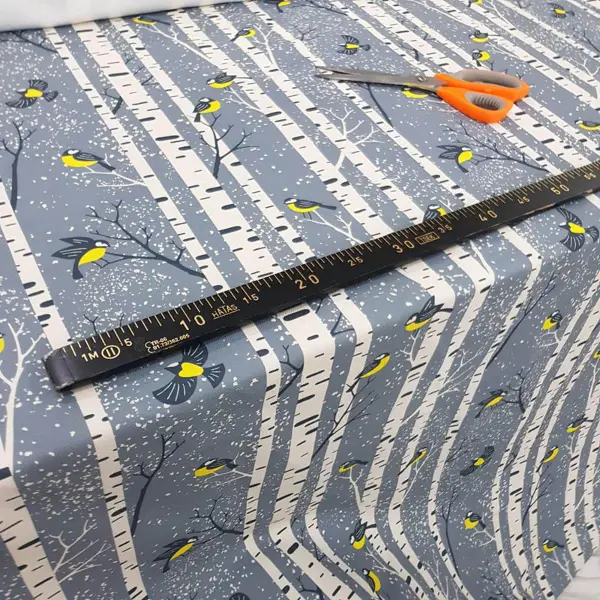 Kuş Ve Ağaç Desenli Fon Perde Evm1083 Kumaşı Kalındır Duck Bezi Değildir- Sarı-Beyaz