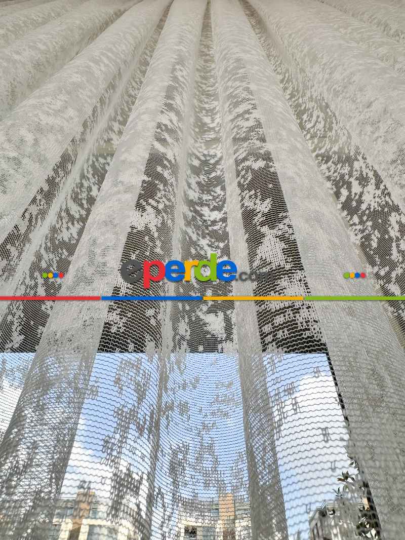 Yatak Odası - Fransız Dantel Örme Tül Perde, Desenli Ütü İstemeyen Tül